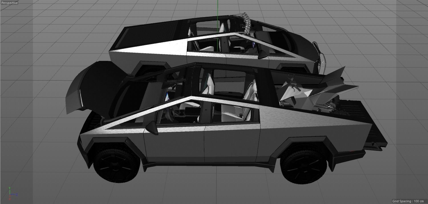 Tesla Cybertruck foundation series and Tesla Quad Series 1 3D model_8