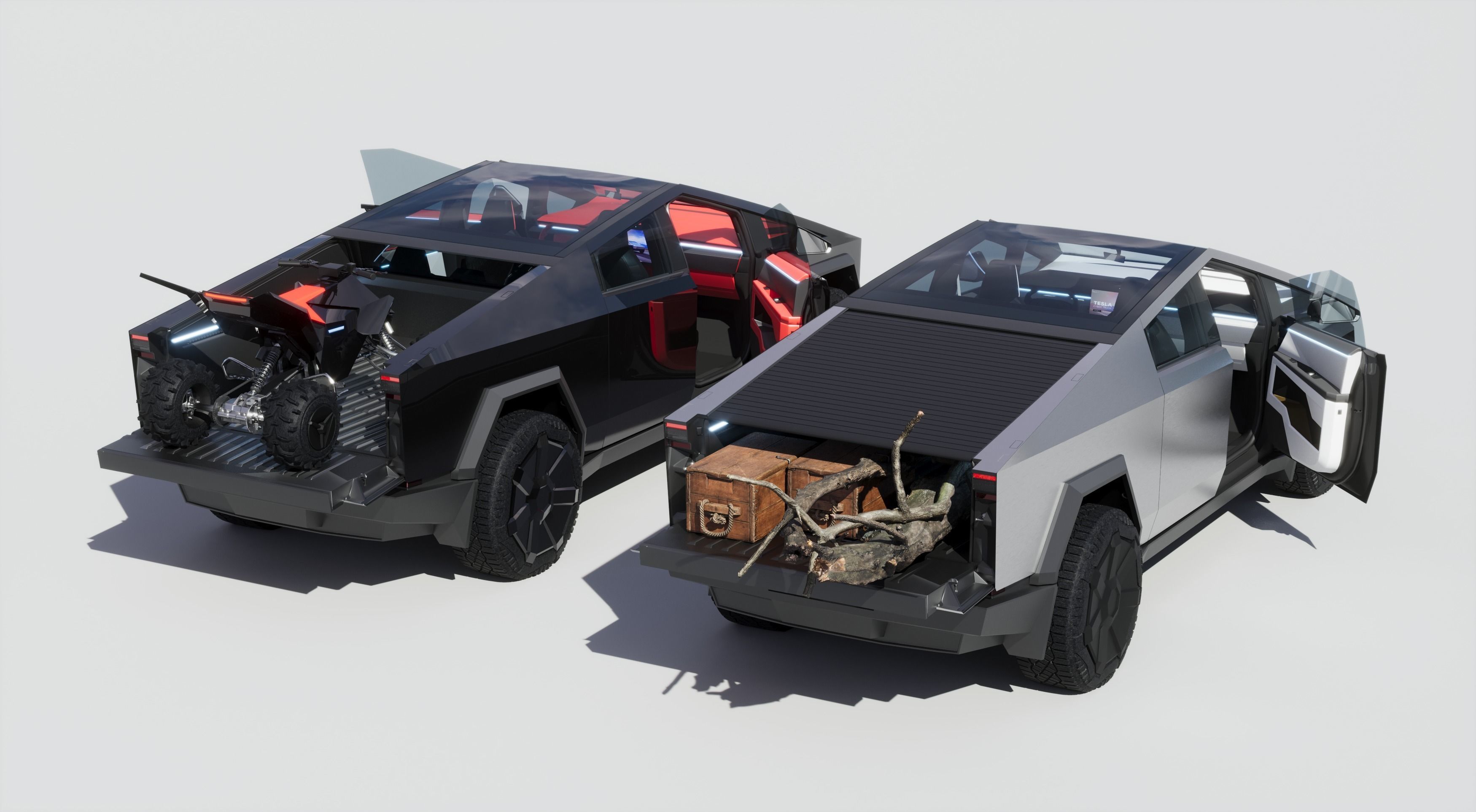 Tesla Cybertruck foundation series and Tesla Quad Series 1 3D model_1