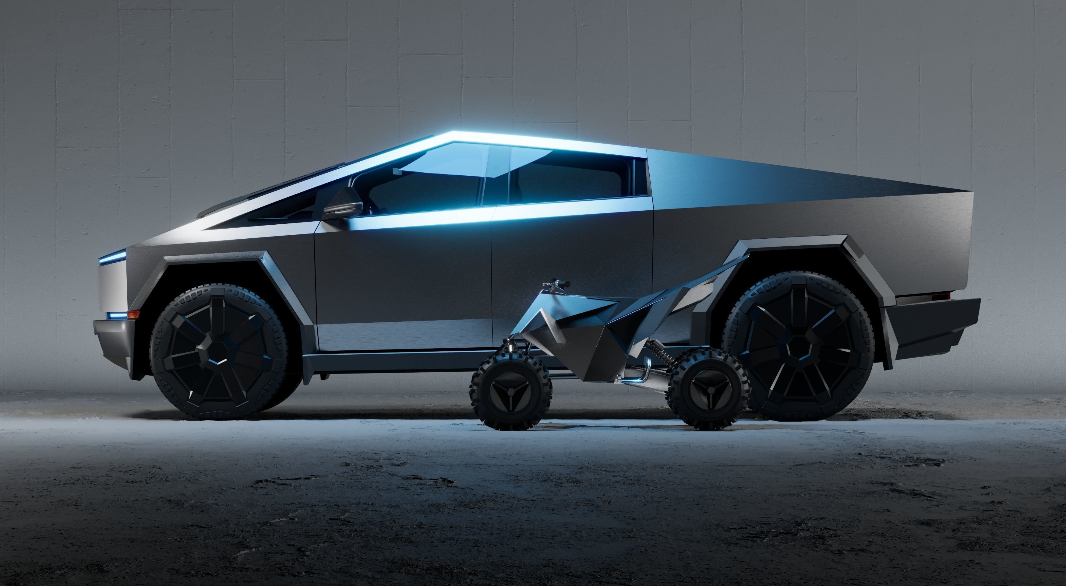 Tesla Cybertruck foundation series and Tesla Quad Series 1 3D model_4