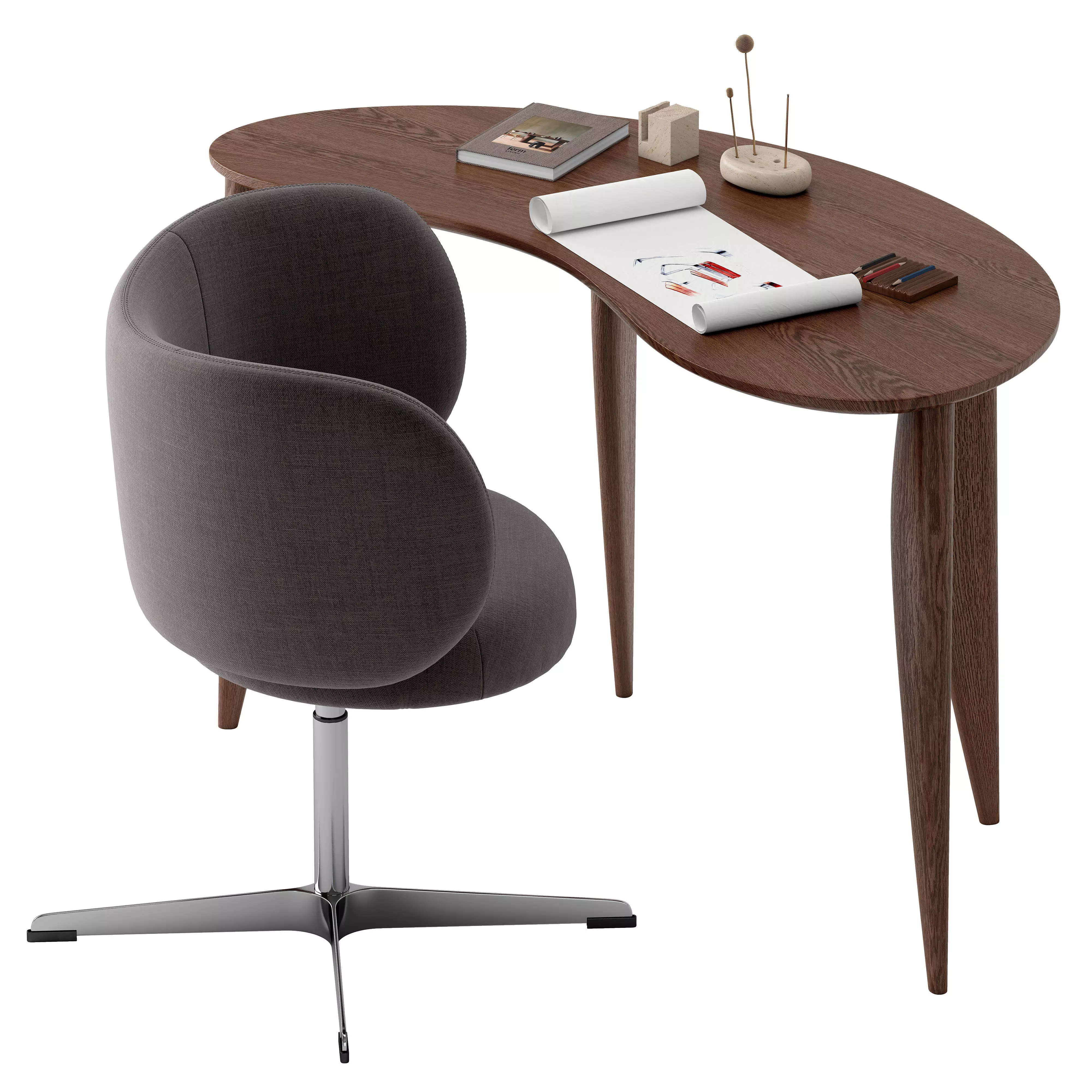 Feve Desk with Rico Dining Chair by Fermliving 3D model