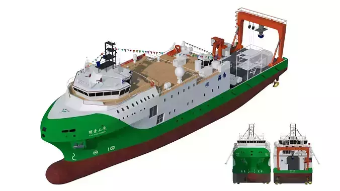 China Discovery II scientific research ship 3D model