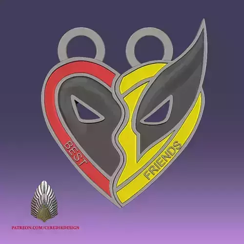 Deadpool and Wolverine BFF necklace 3d Digital File