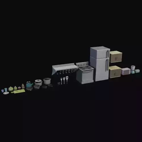Kitchen Room Low-poly 3D model