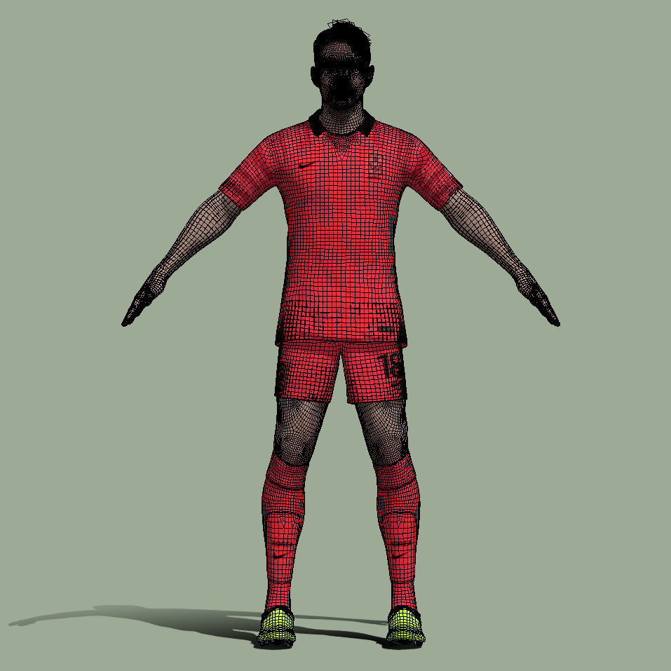 T-Pose rigged Lee Kang-In South Korean national jersey 3D model_9