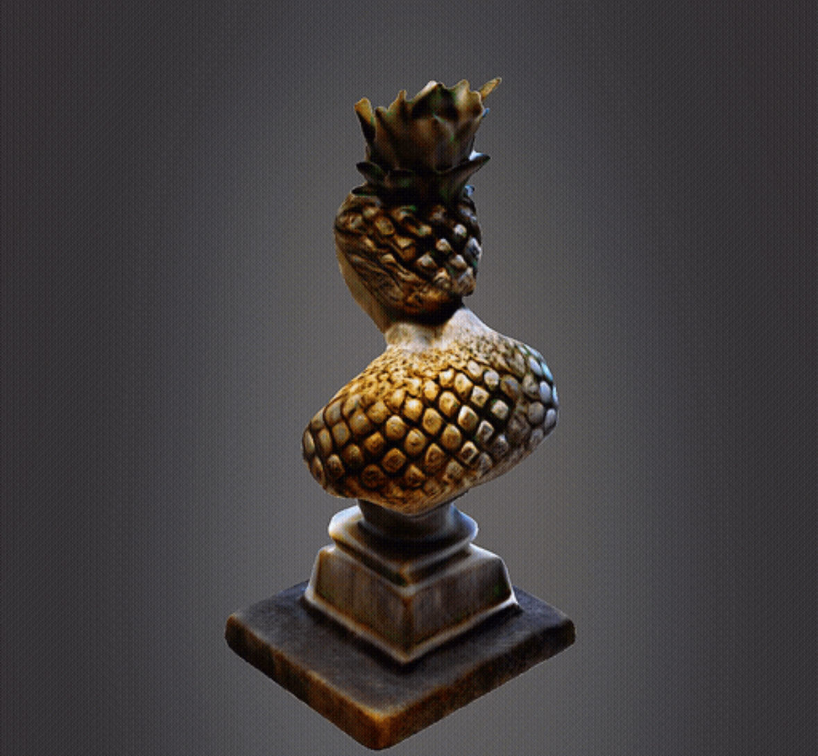 Pinapple Head 3d Model Bust Marble 3D print model_4