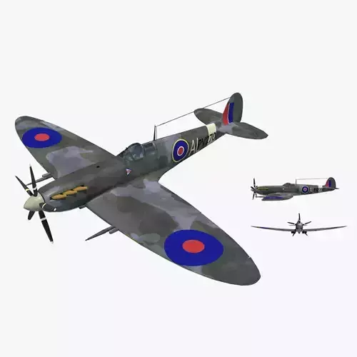 British WWII Spitfire Fighter Spitfire British Piston Fighter 