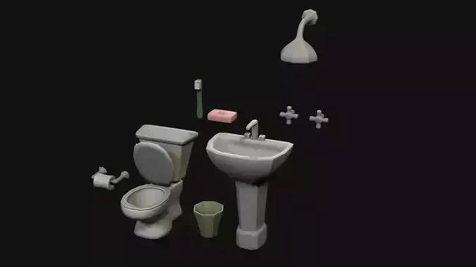 Bathroom Low-poly 3D model
