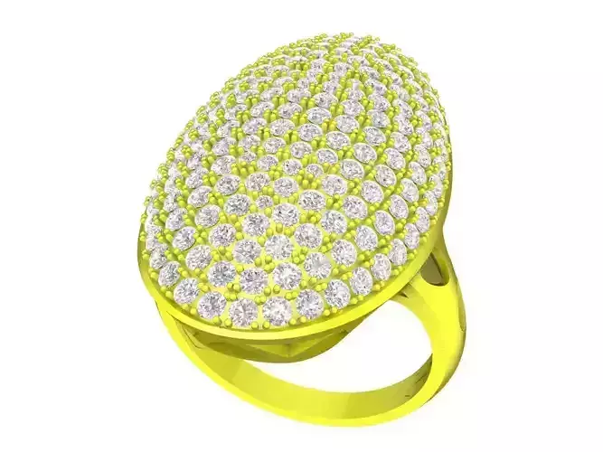 A6508 Italy Pave Diamond Oval Women Ring