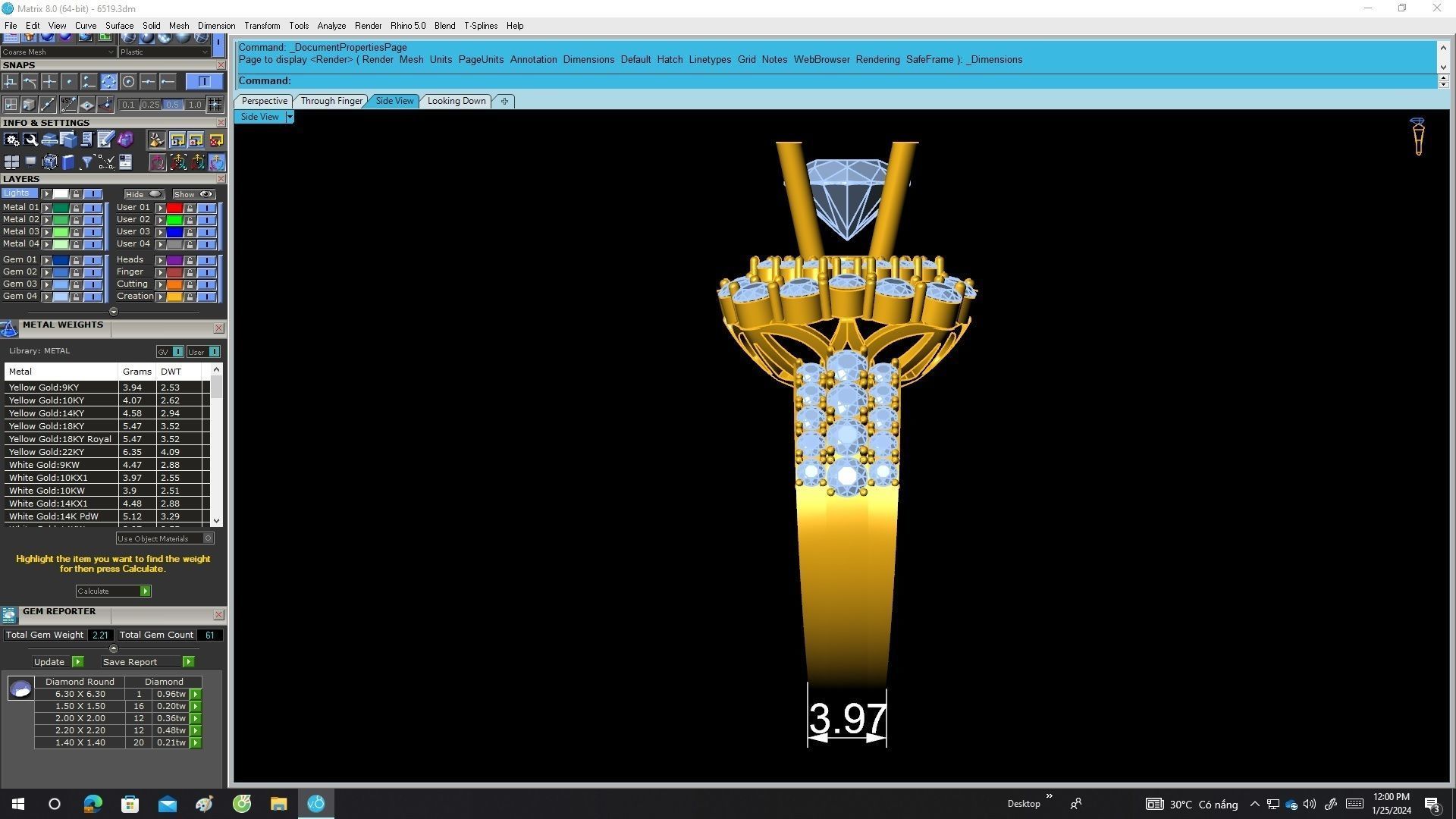 A6519 Fashion Diamond Women Ring 3D print model_7