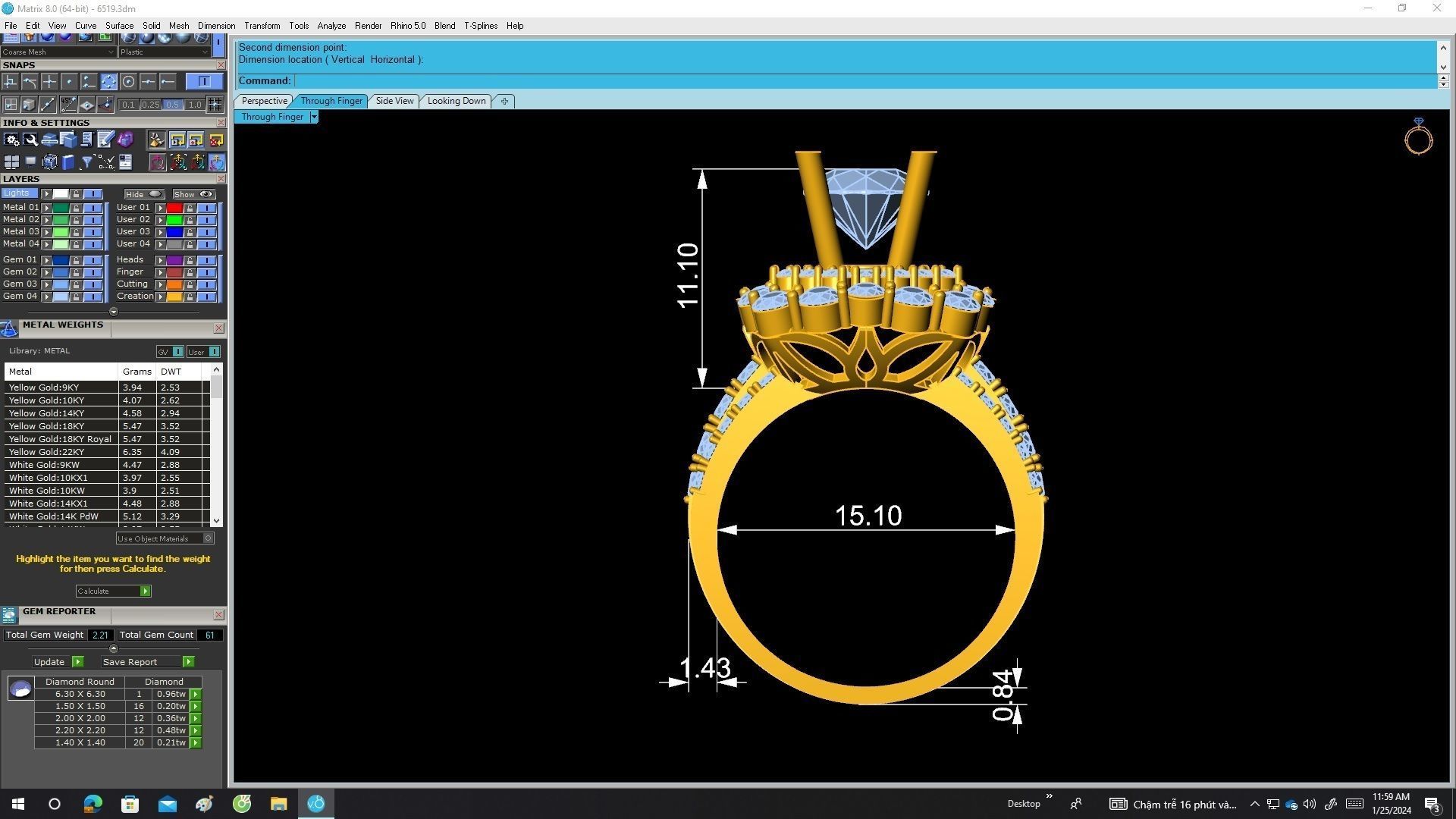 A6519 Fashion Diamond Women Ring 3D print model_6