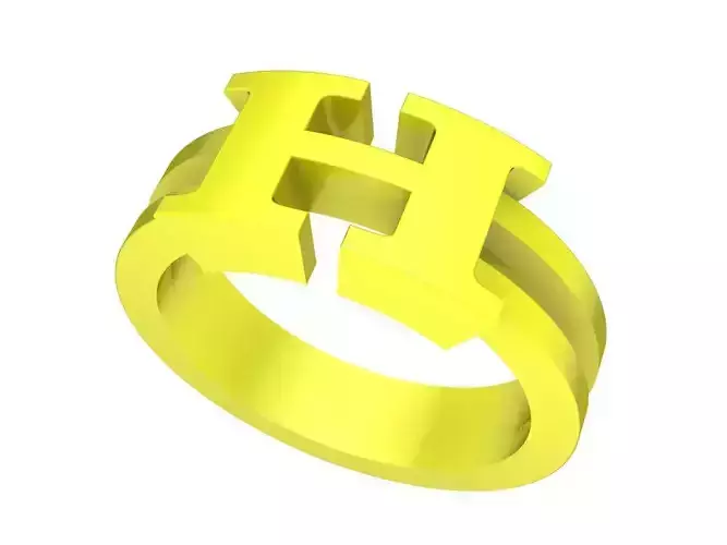 A6542 24K H Letter Ring