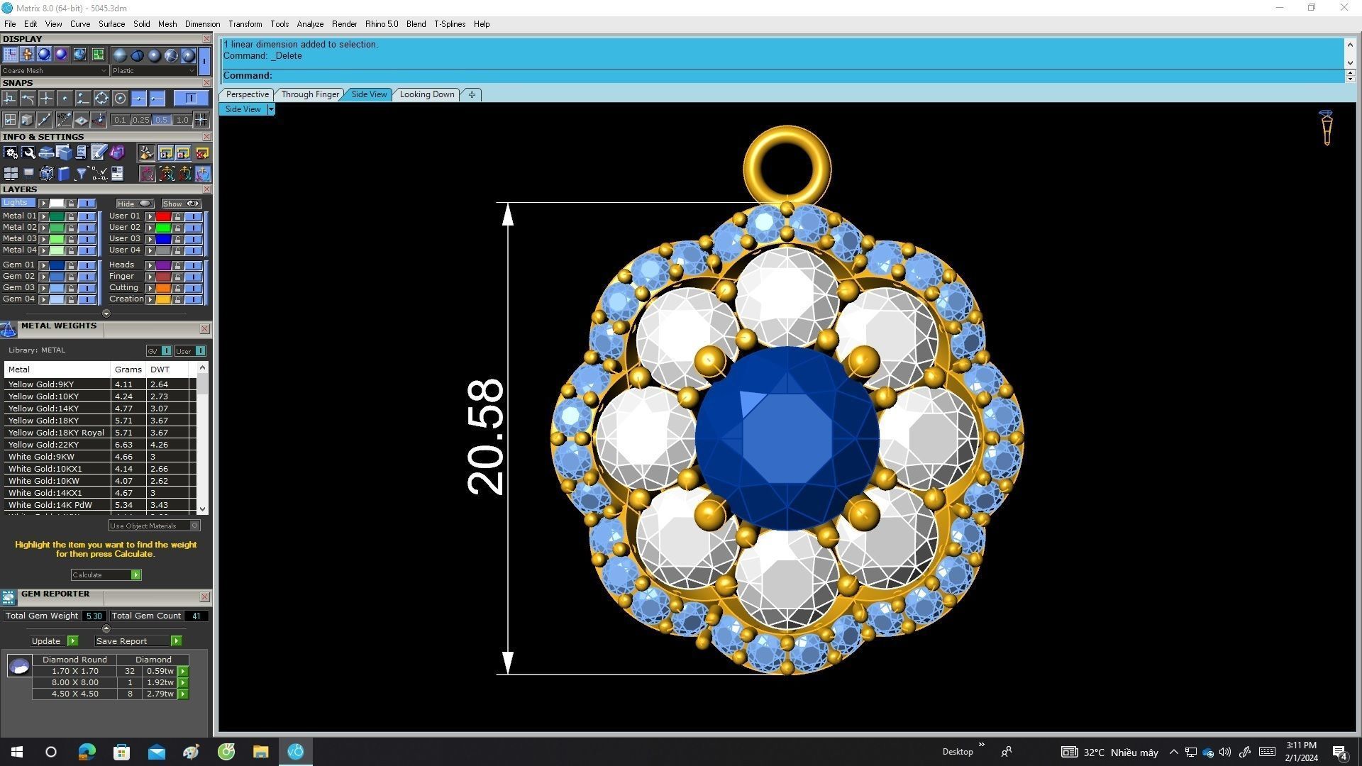 5045 italy diamond flower women pendant 3D print model_8