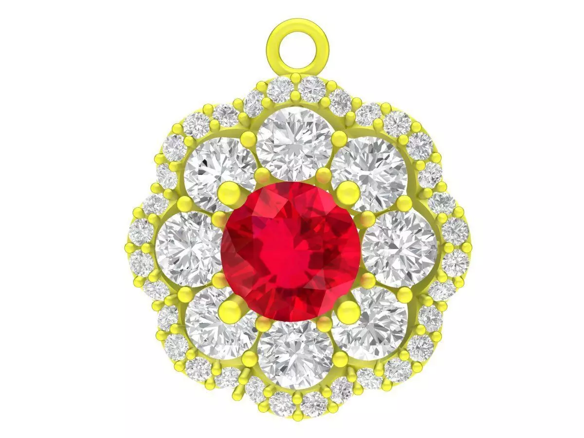 5045 italy diamond flower women pendant 3D print model_0