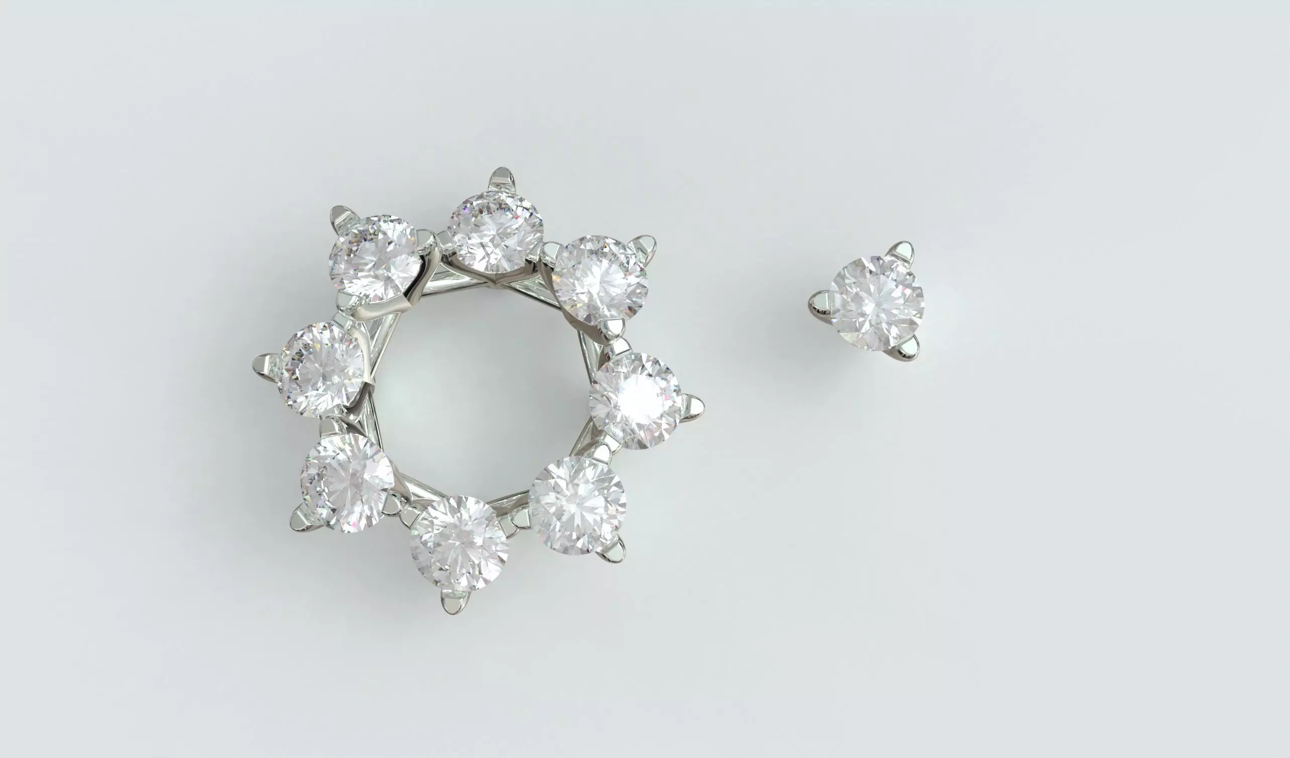 tsx-t-0001 Three prongs setting for gems alone 3D print model