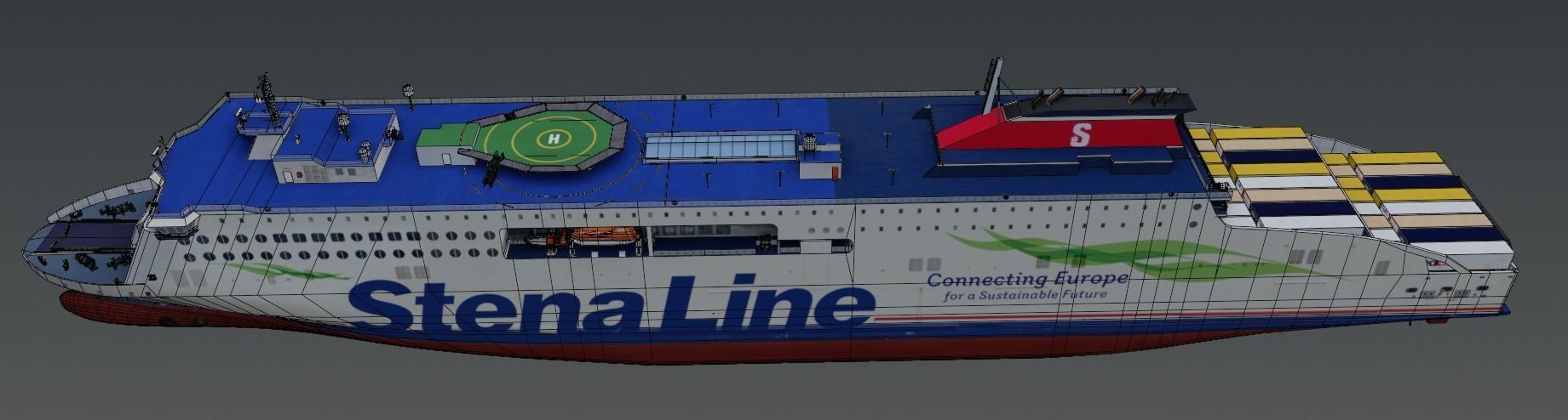 StenaLine Ro-Ro Passenger Ship 3D model  Low-poly 3D model_9