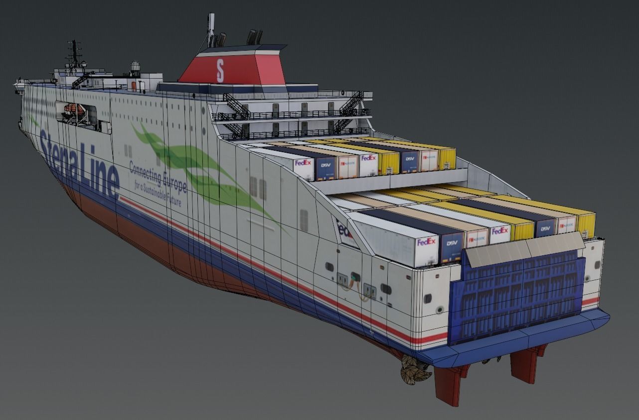 StenaLine Ro-Ro Passenger Ship 3D model  Low-poly 3D model_8