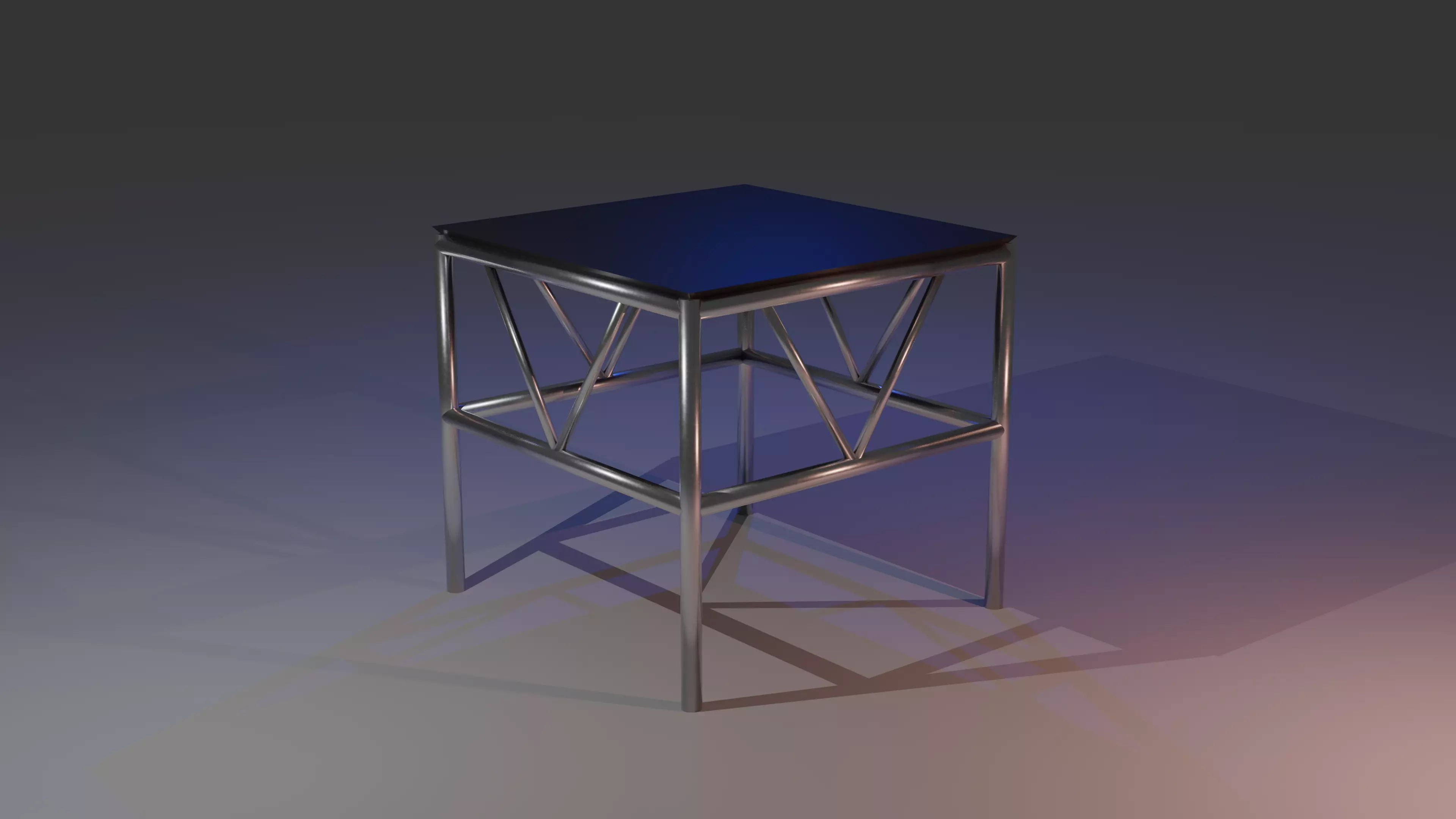Metal Truss Table with Black Top Free 3D model