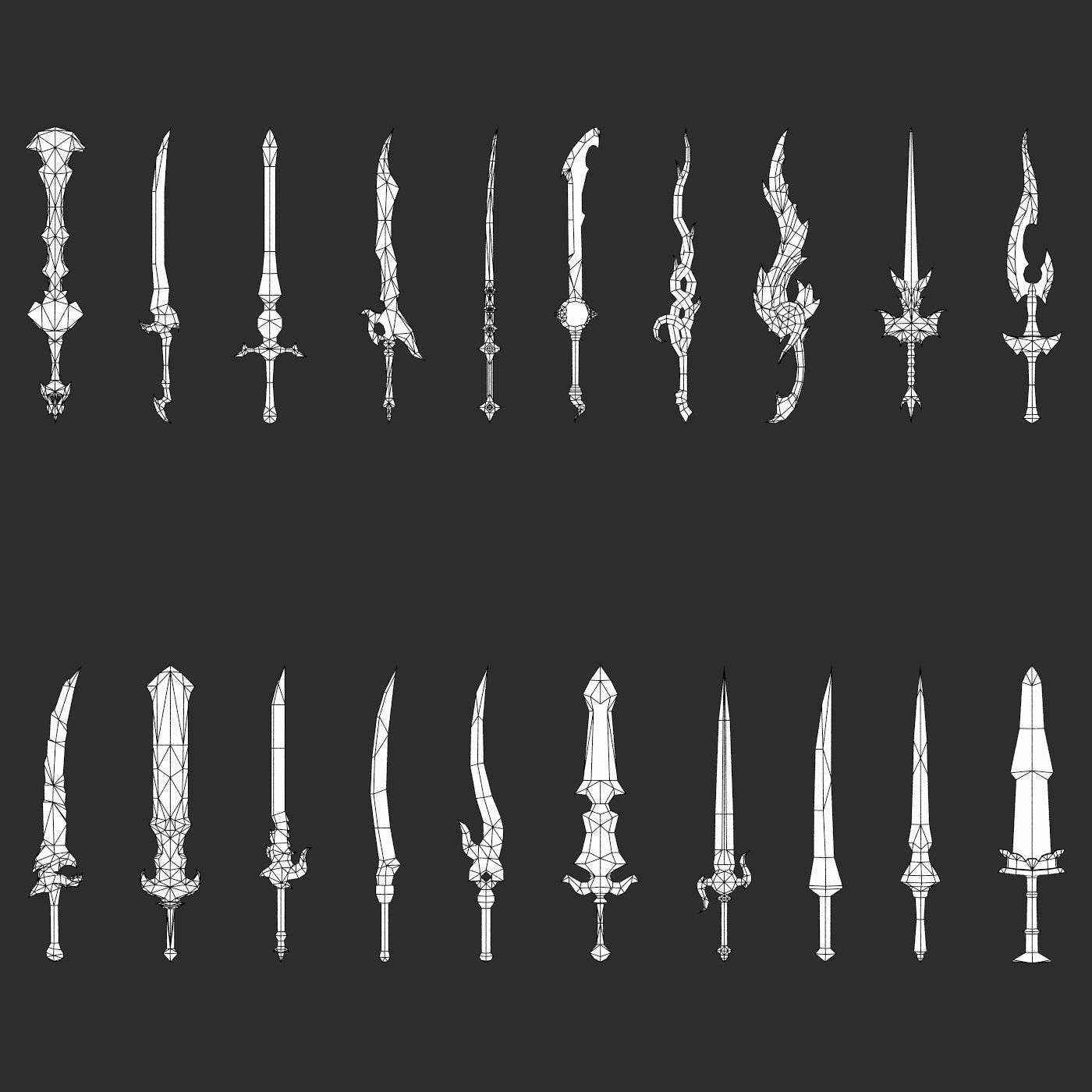 Fantasy Sword Collection Low-poly 3D model_11