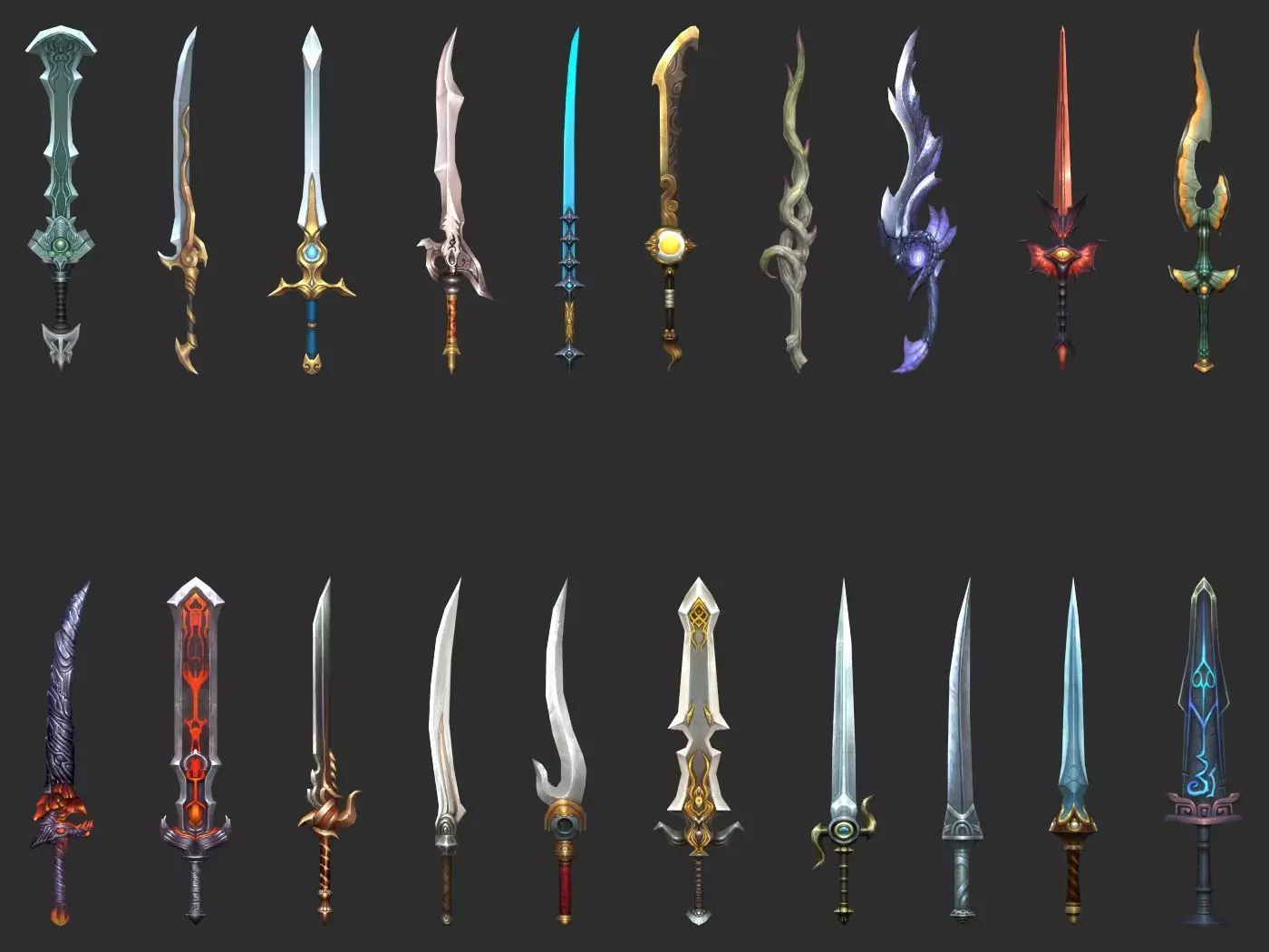 Fantasy Sword Collection Low-poly 3D model_0