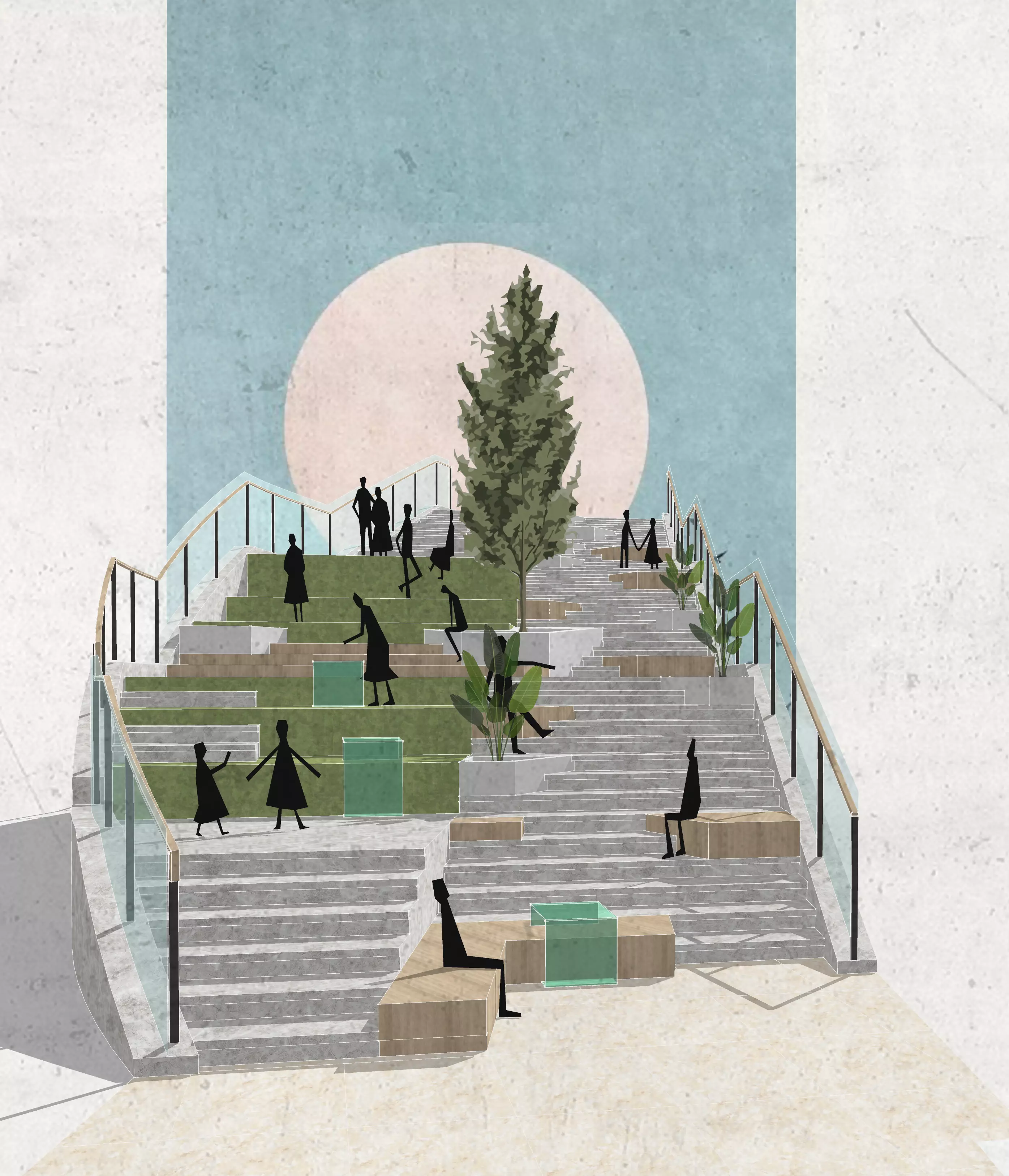 Collage style--stairs 3D model_0