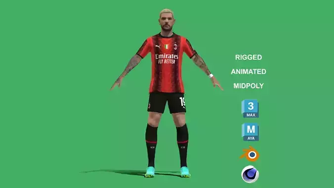 3D Rigged Theo Hernandez AC Milan 2024