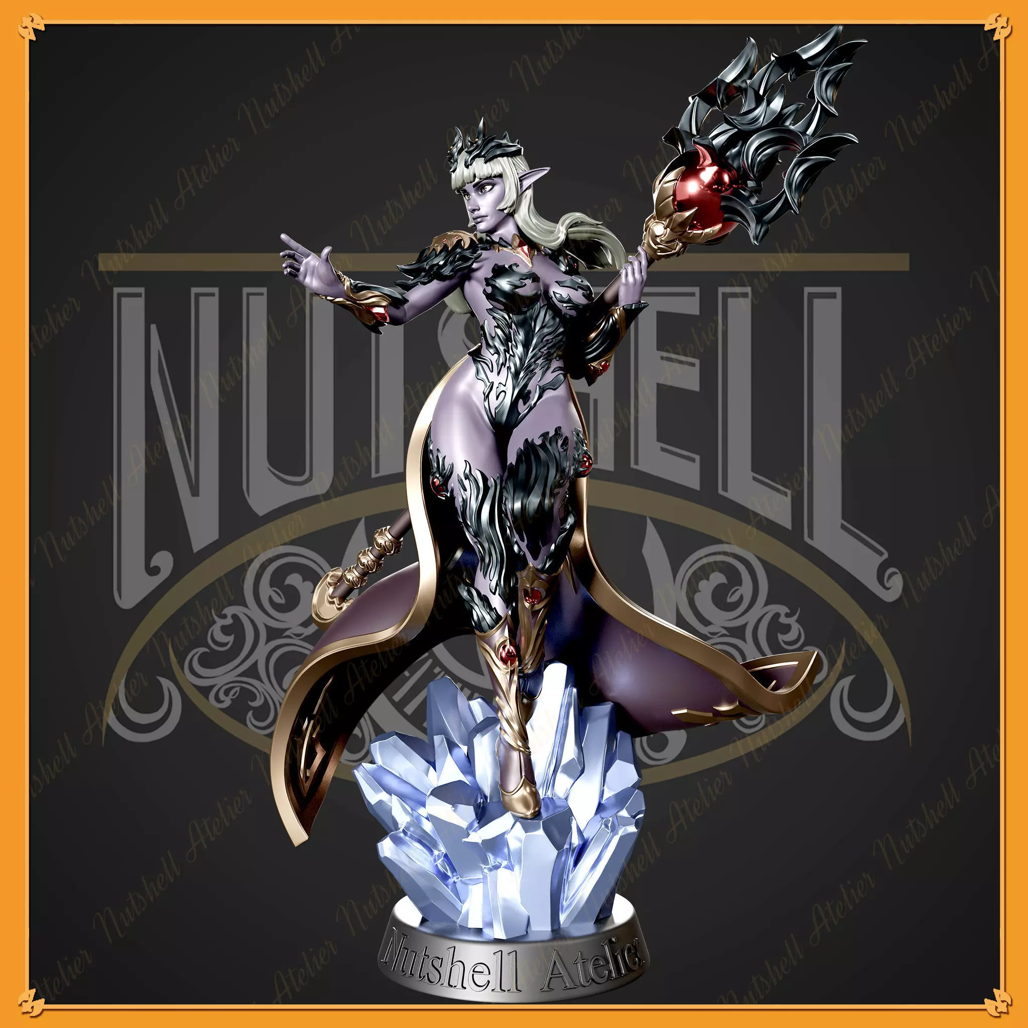 NUTSHELL ATELIER - DARK ELF SORCERESS - NSFW 3D print model_0