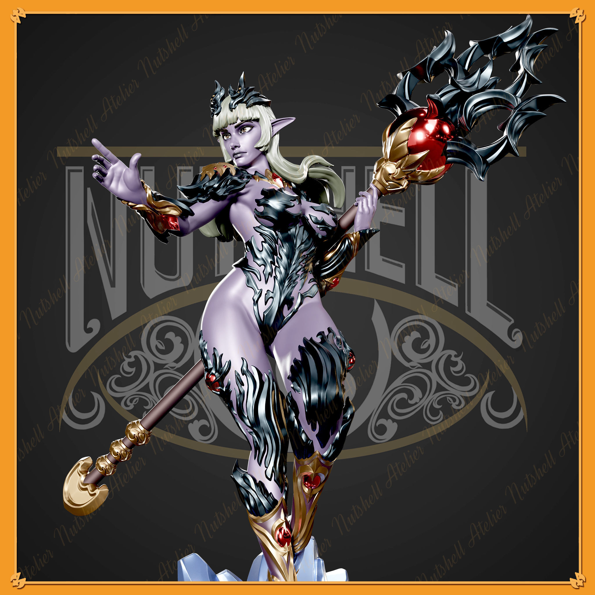NUTSHELL ATELIER - DARK ELF SORCERESS - NSFW 3D print model_11