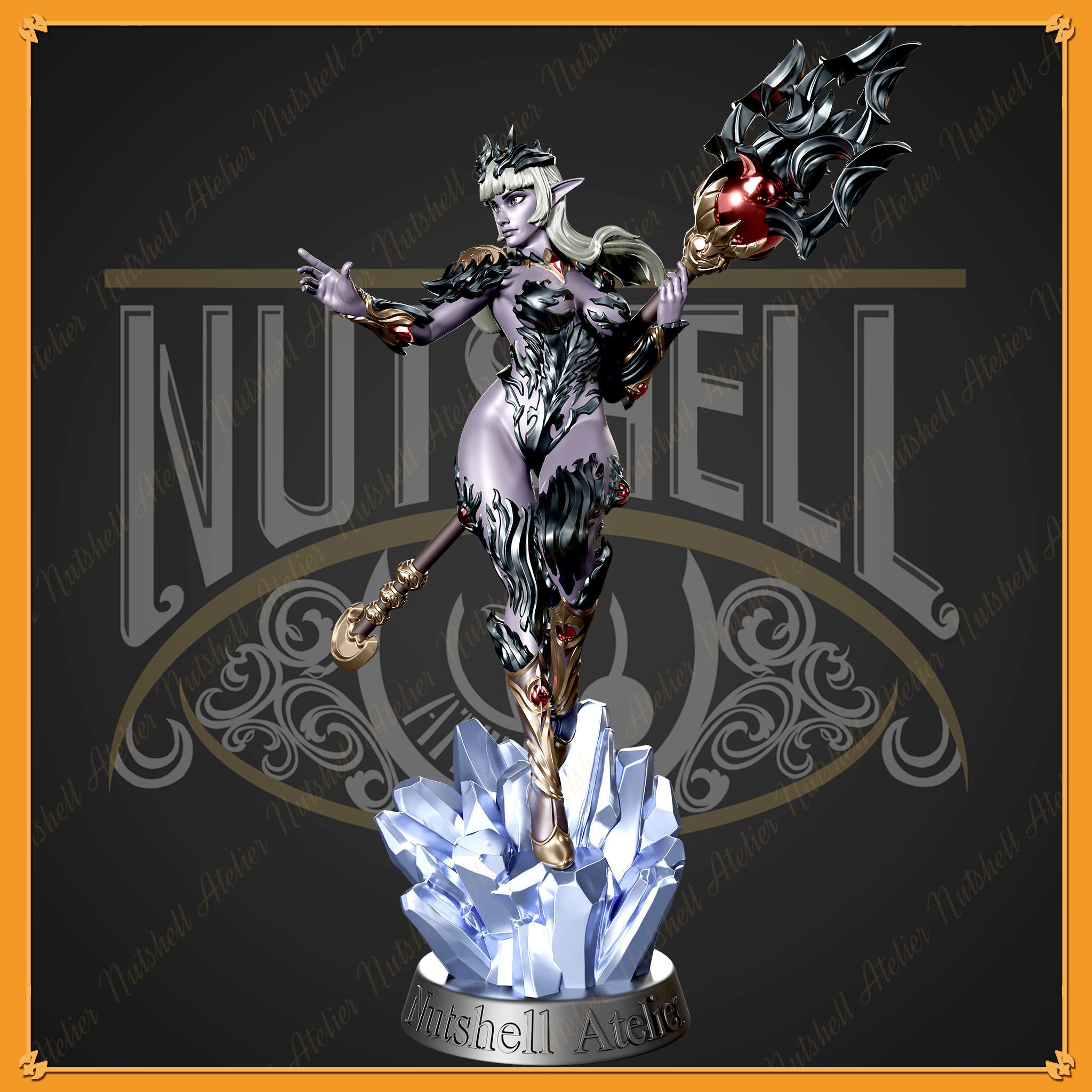 NUTSHELL ATELIER - DARK ELF SORCERESS - NSFW 3D print model_2