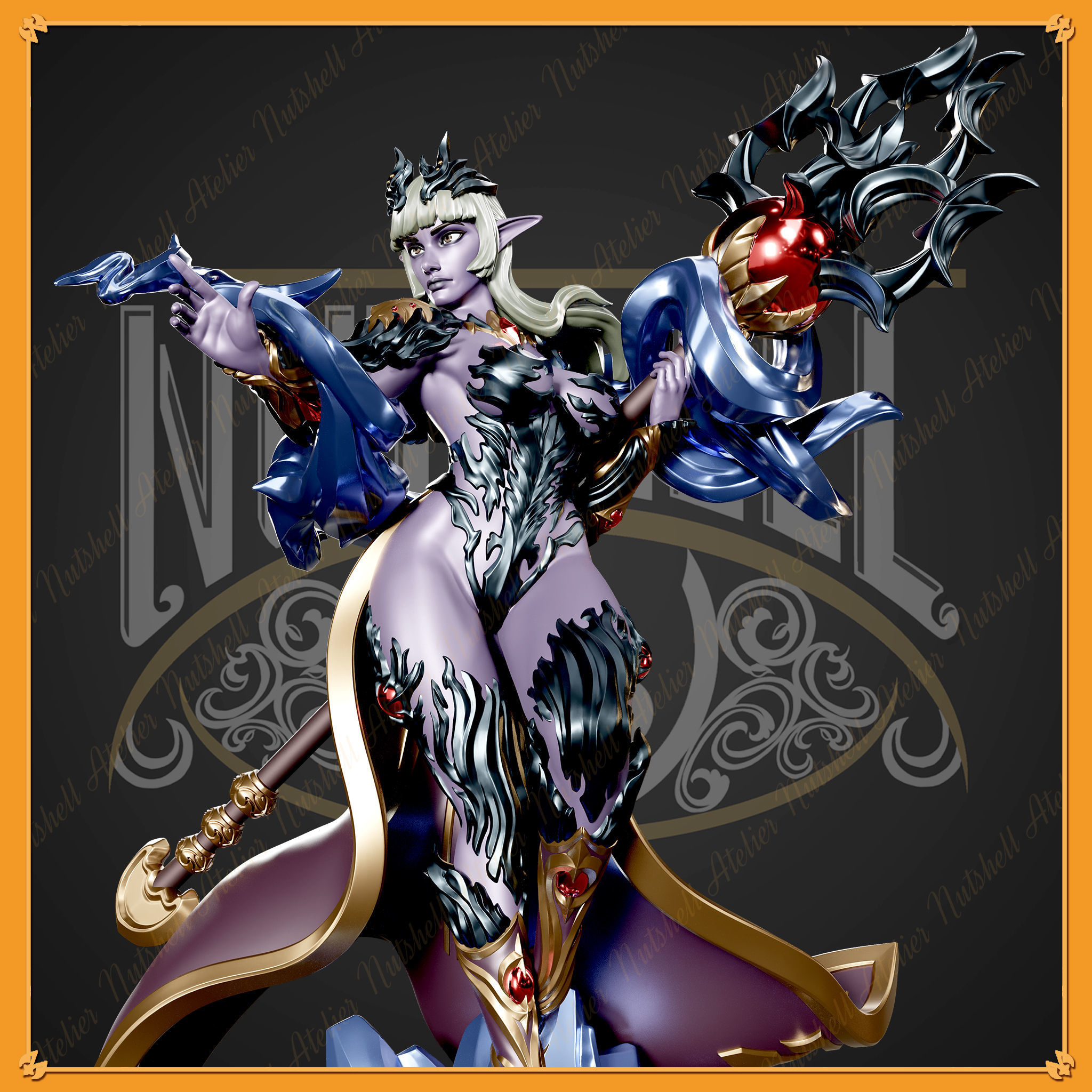 NUTSHELL ATELIER - DARK ELF SORCERESS - NSFW 3D print model_10