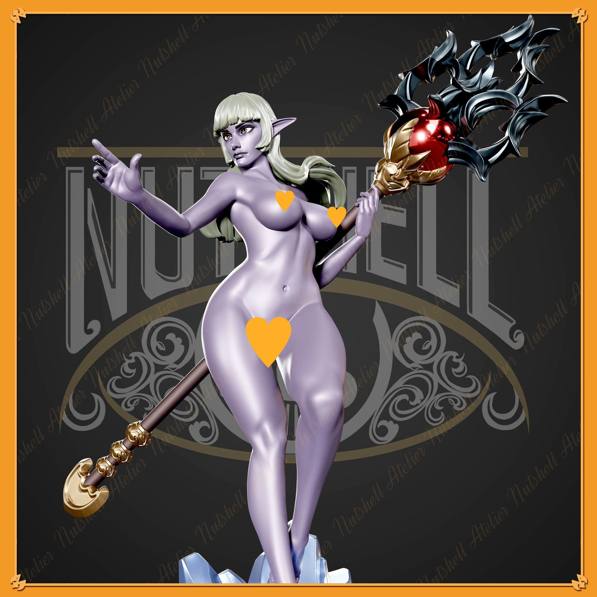 NUTSHELL ATELIER - DARK ELF SORCERESS - NSFW 3D print model_13