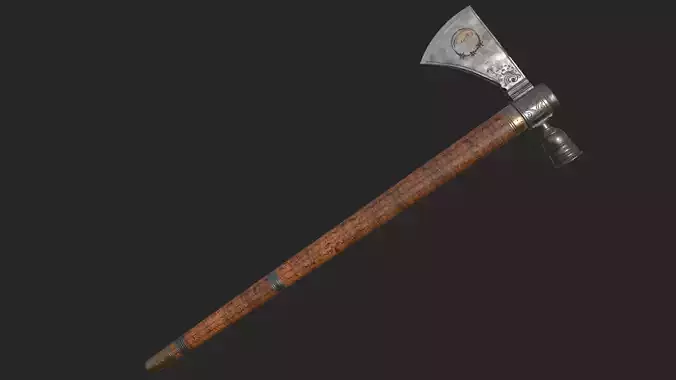 Engraved Pipe Tomahawk PBR Game Ready Weapon 4K Textures 