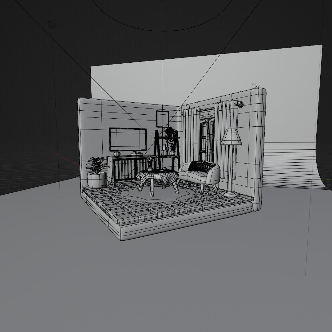 Beautiful Living Room 3D model_2