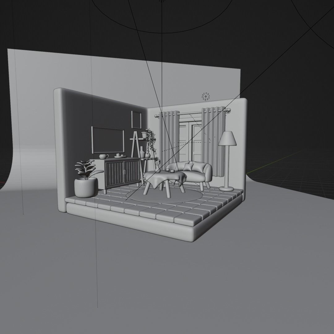 Beautiful Living Room 3D model_1