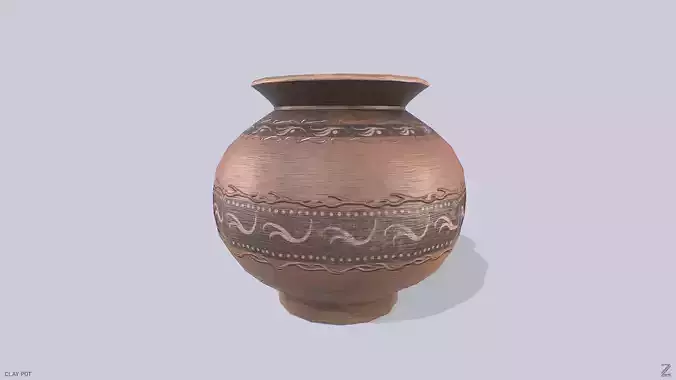 Clay pot Low-poly 3D model
