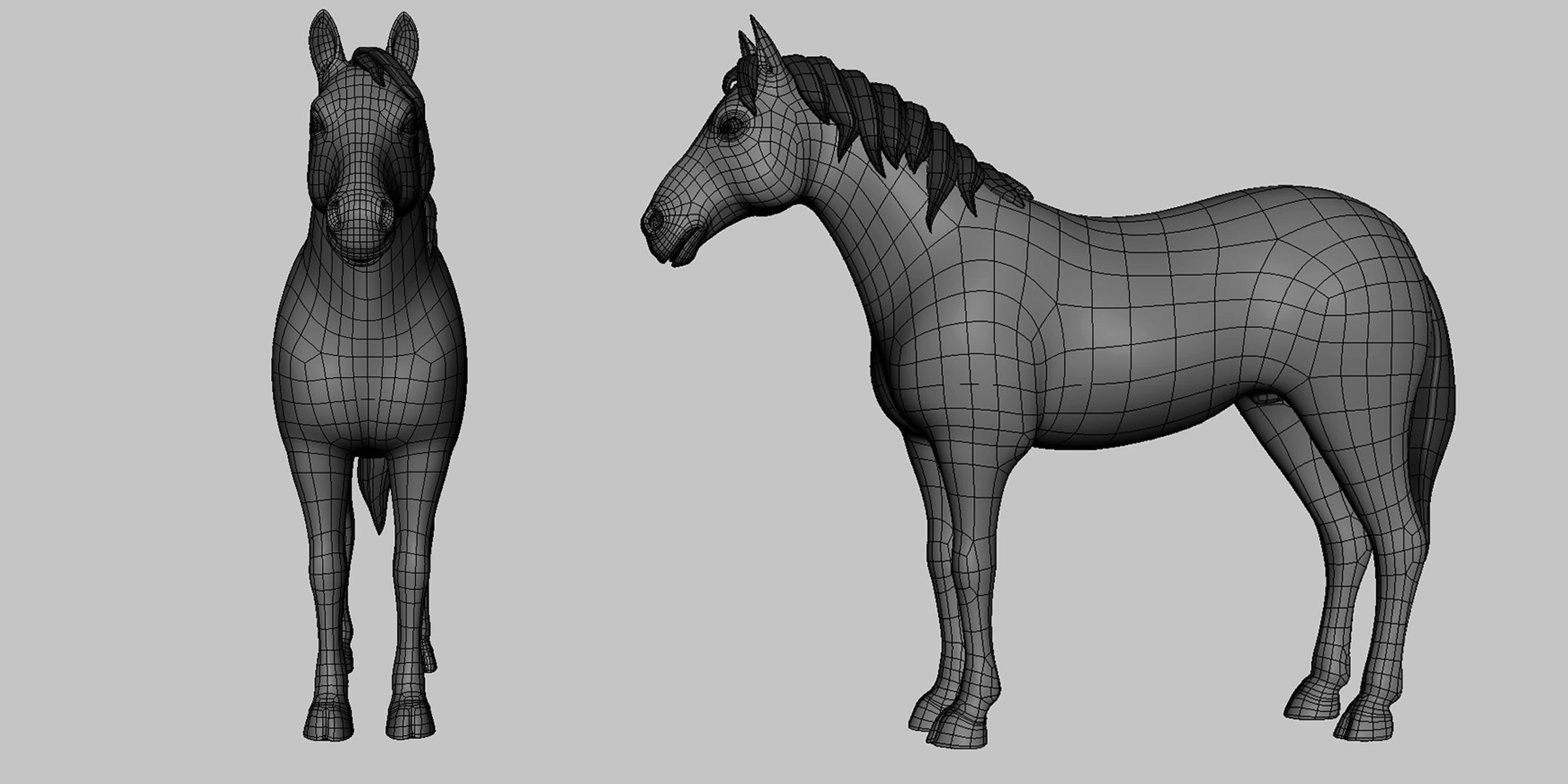 Horse Basemesh Low-poly 3D model_4