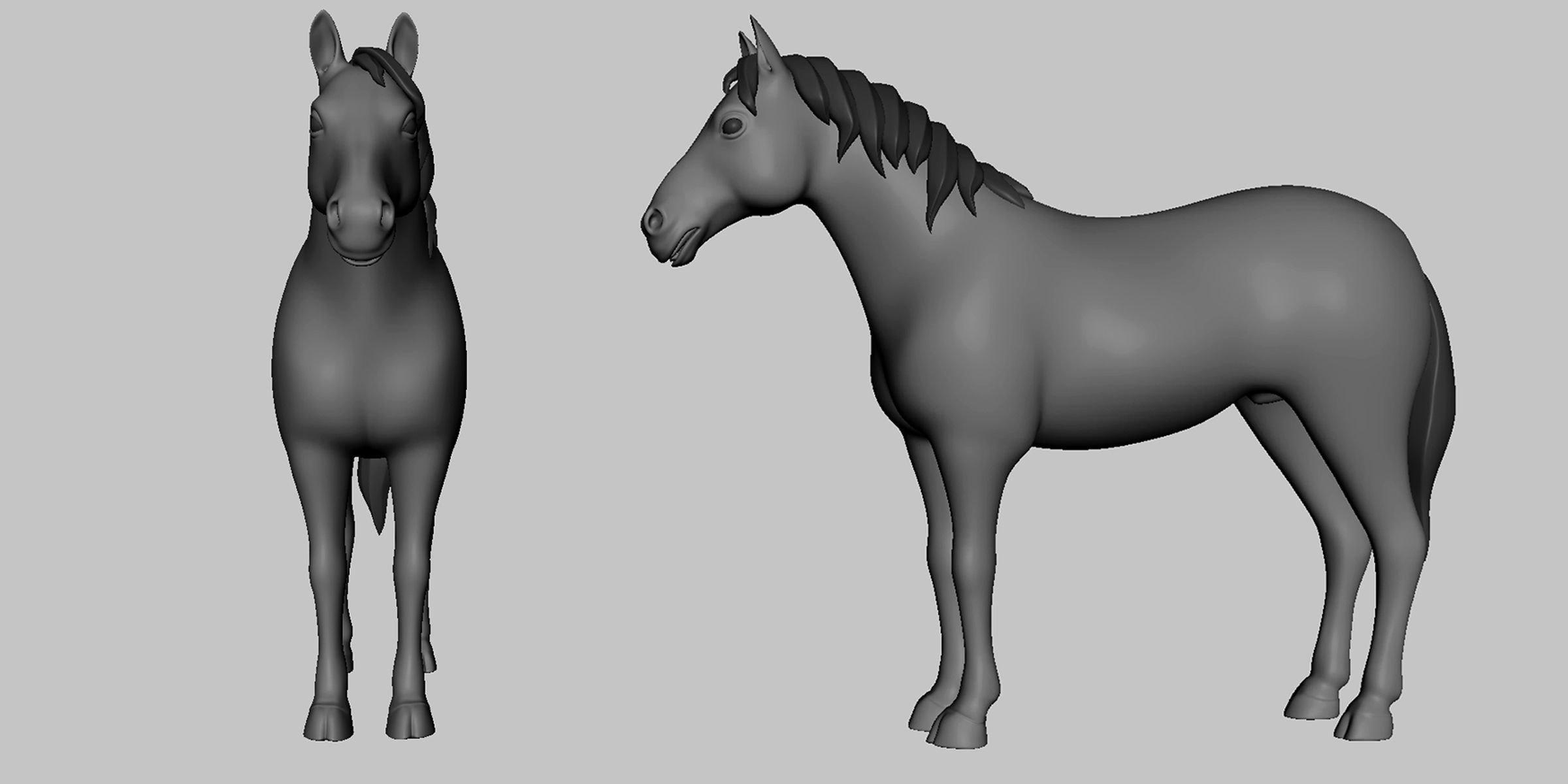 Horse Basemesh Low-poly 3D model_3