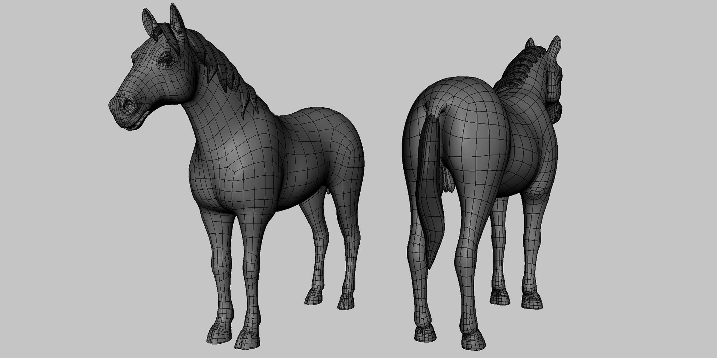 Horse Basemesh Low-poly 3D model_2