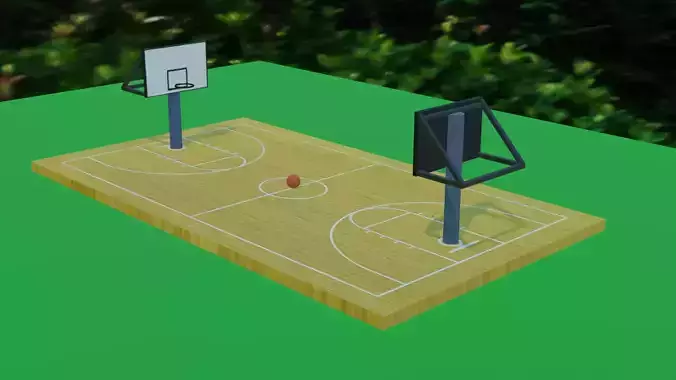 Basketball playground with basketball ball