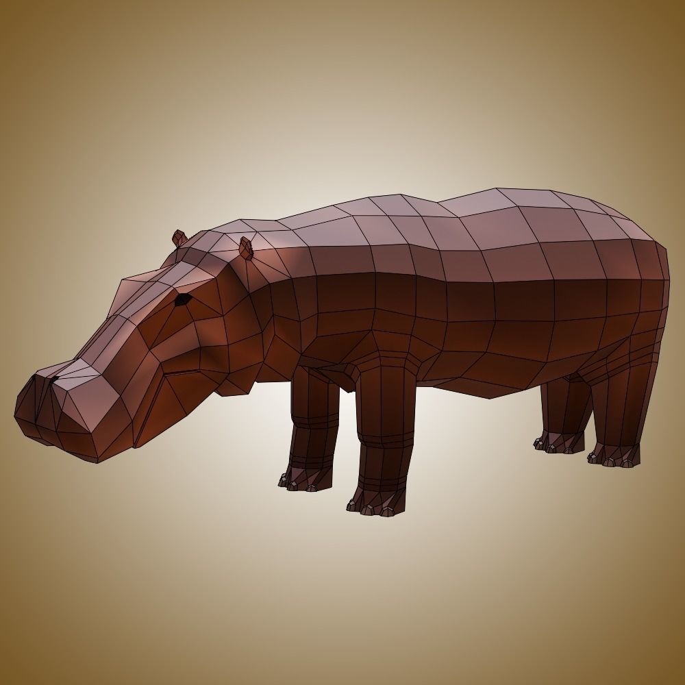 Hippo Low-poly 3D model_2