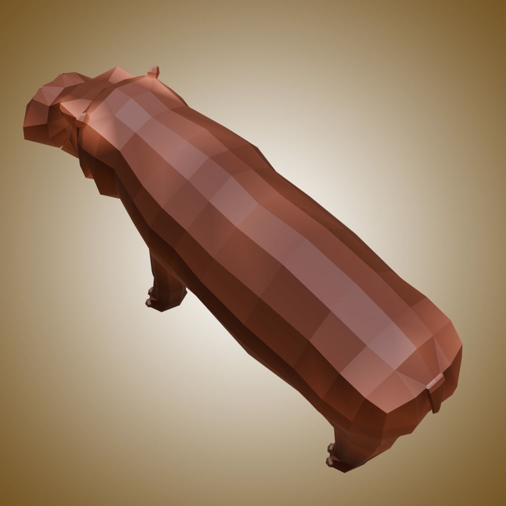 Hippo Low-poly 3D model_5