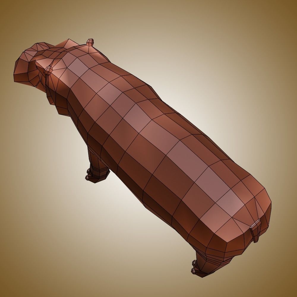 Hippo Low-poly 3D model_6