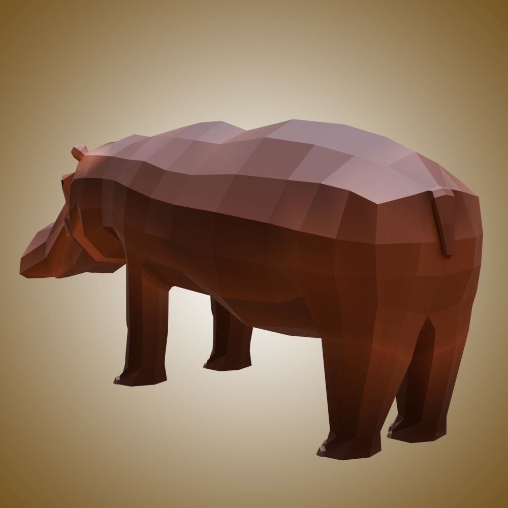 Hippo Low-poly 3D model_3