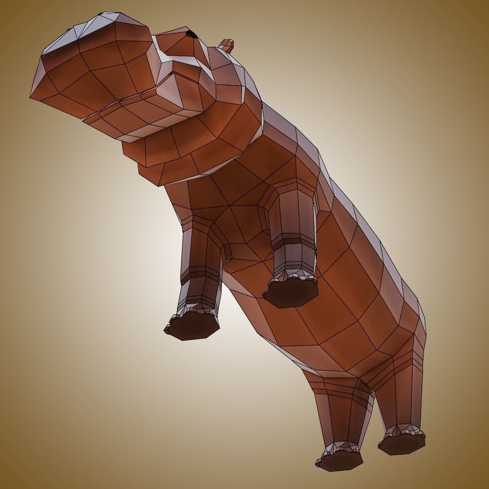 Hippo Low-poly 3D model_8