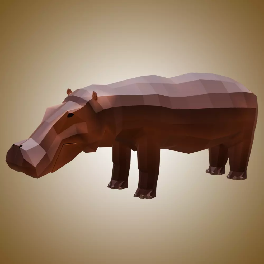 Hippo Low-poly 3D model_0