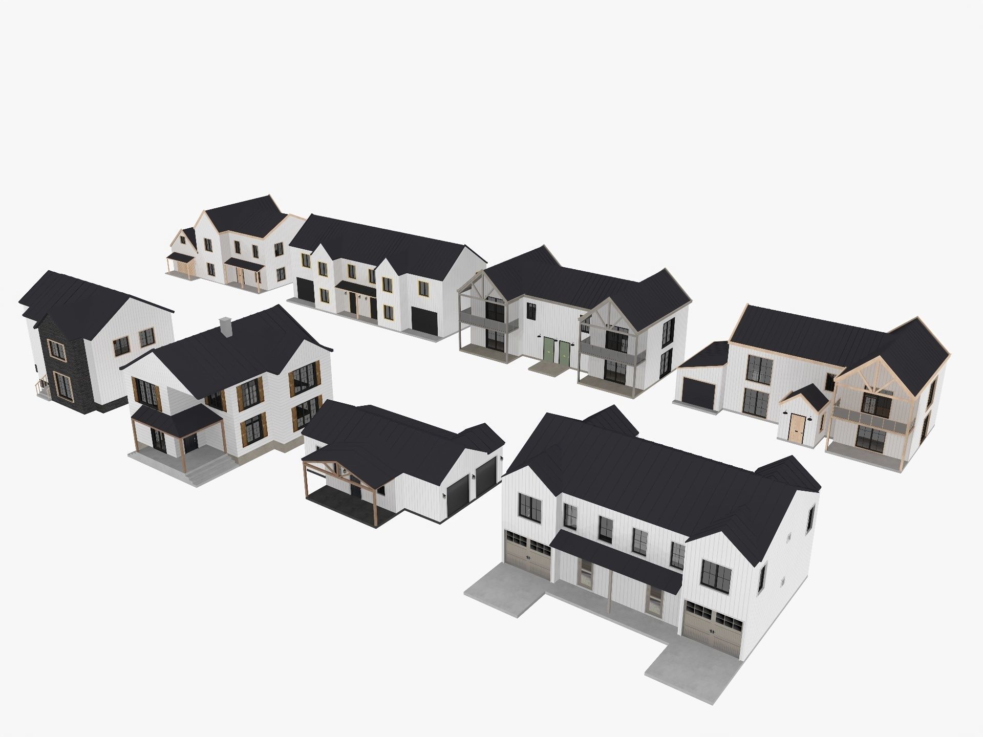 Modern Residential Houses 3D model_2