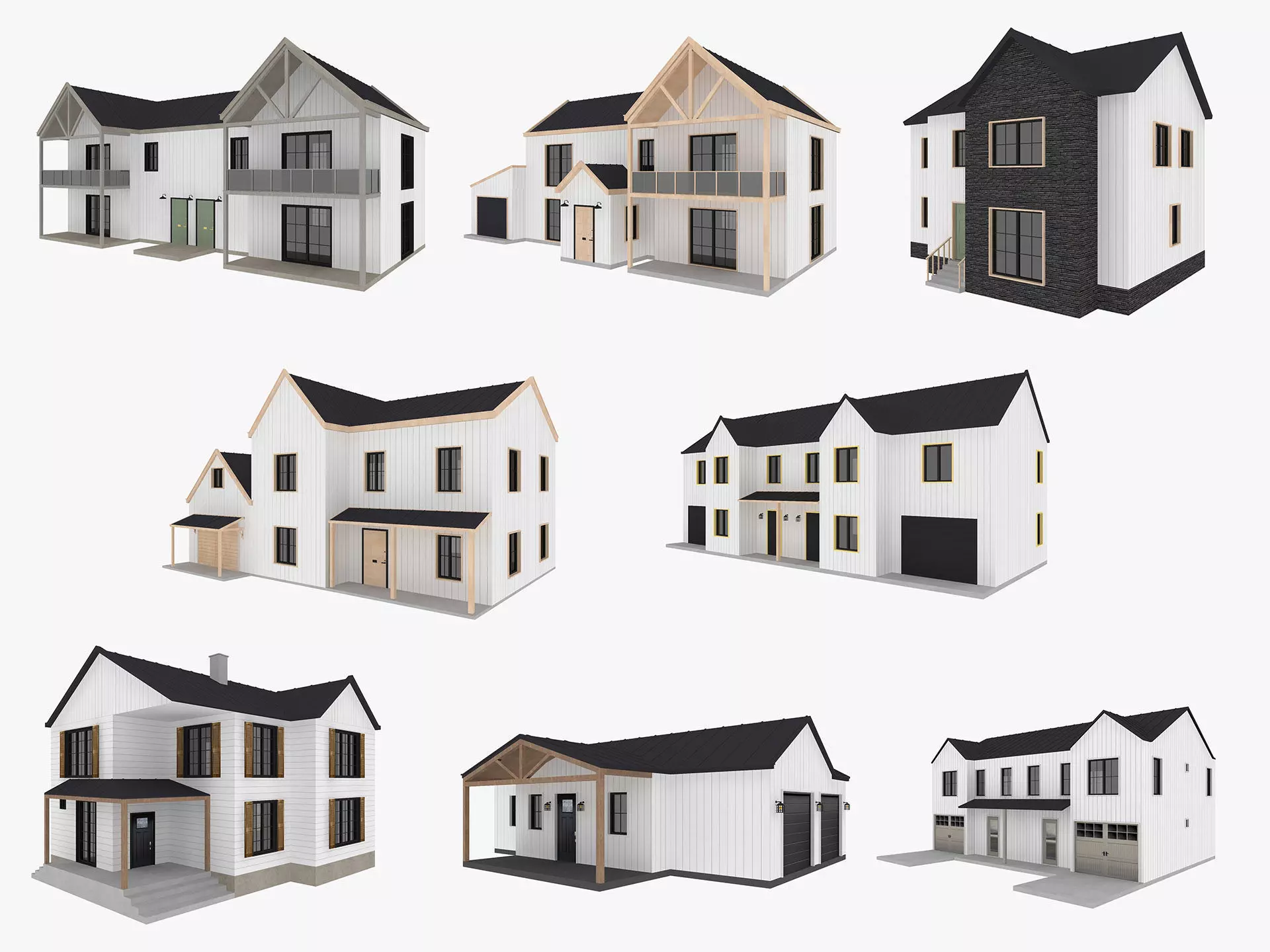 Modern Residential Houses 3D model_0
