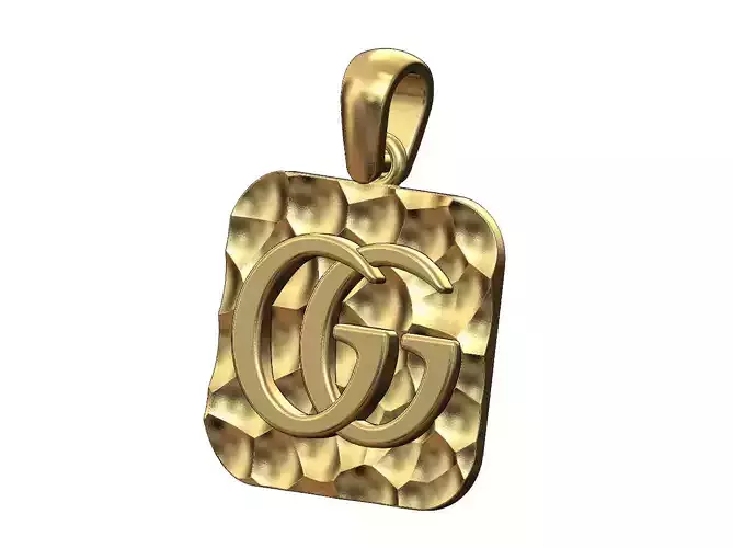 GG logo hammered coin pendant with bail