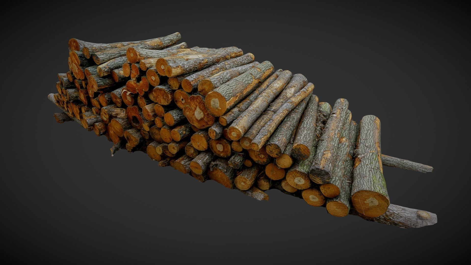 Pile of logs heap of wood in the forest 01 3D model_4