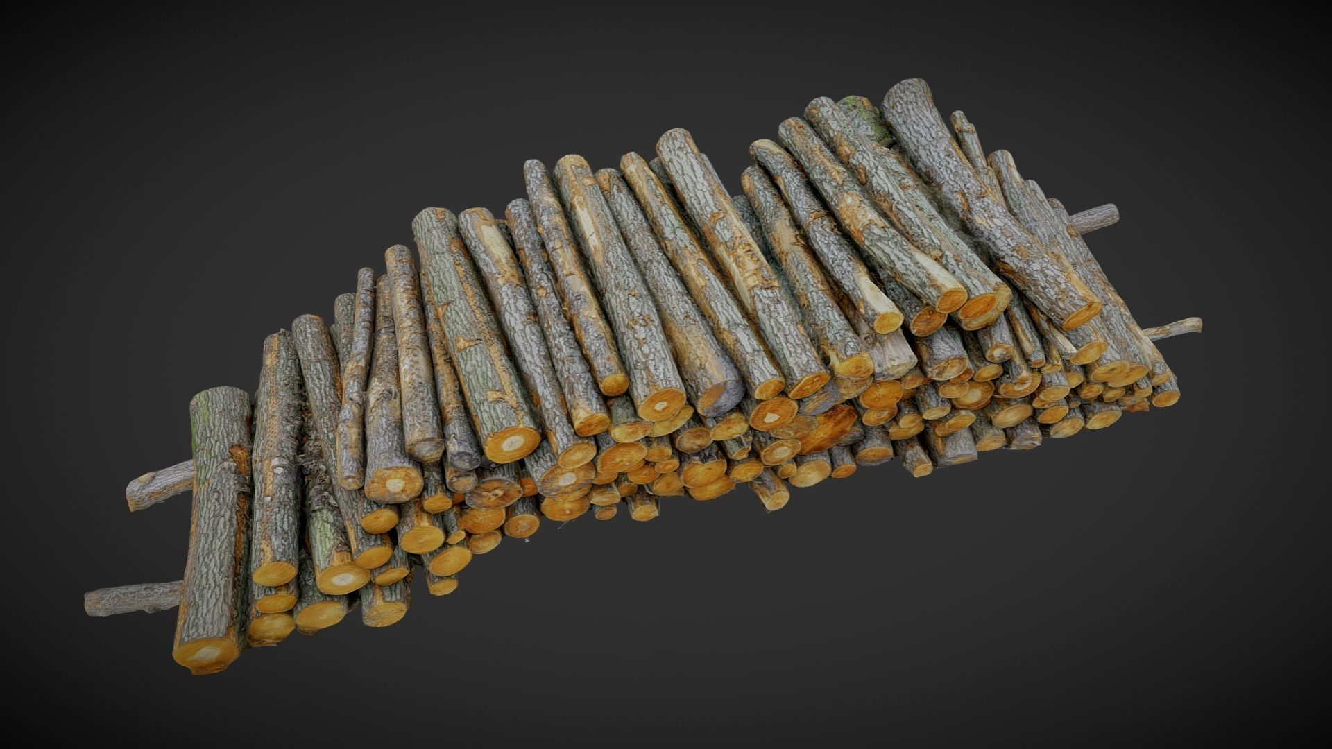 Pile of logs heap of wood in the forest 01 3D model_3
