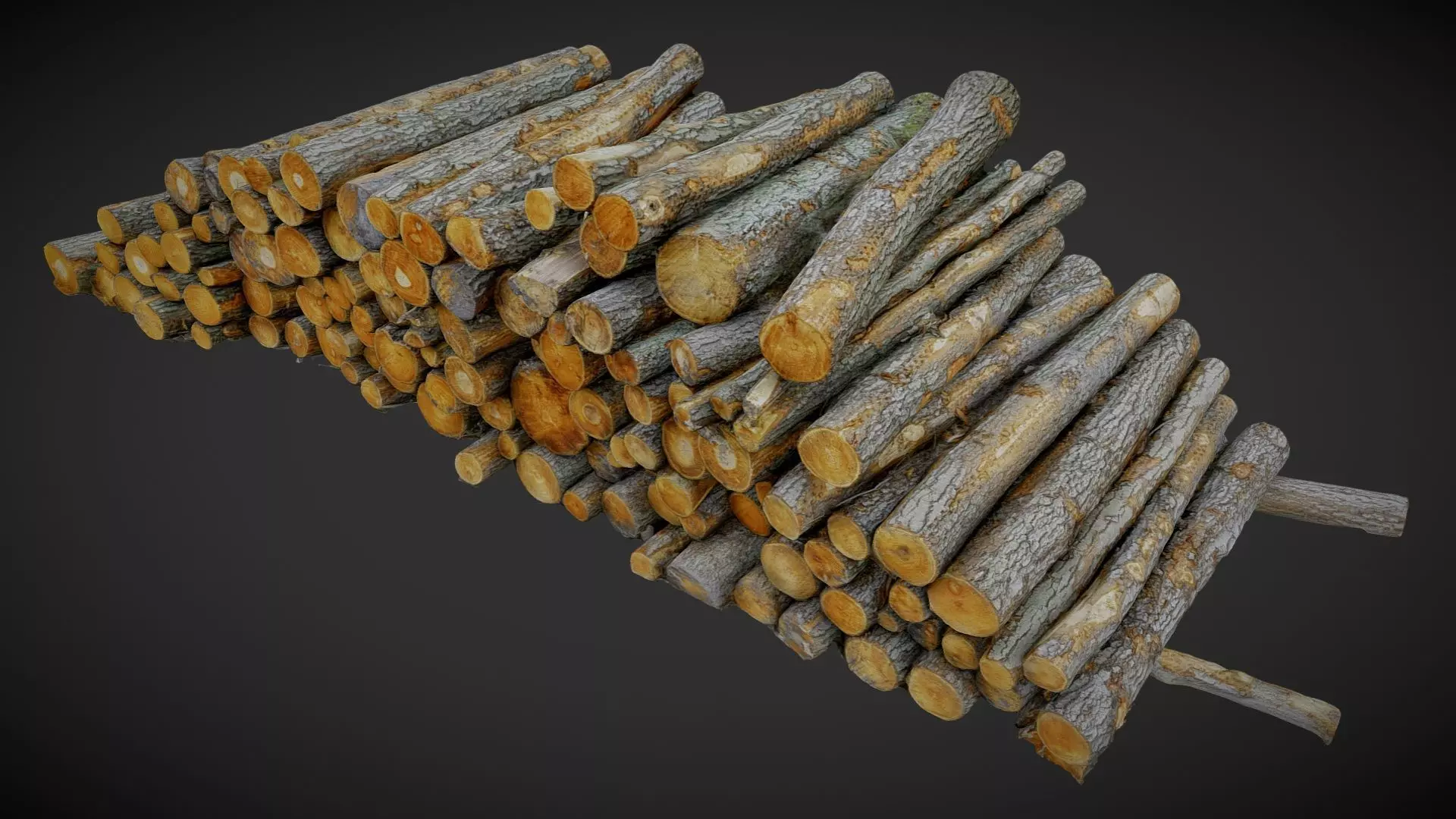 Pile of logs heap of wood in the forest 01 3D model_0